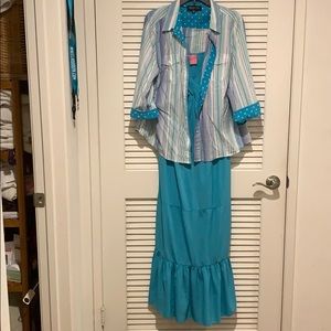 Summer sleeveless dress and over shirt